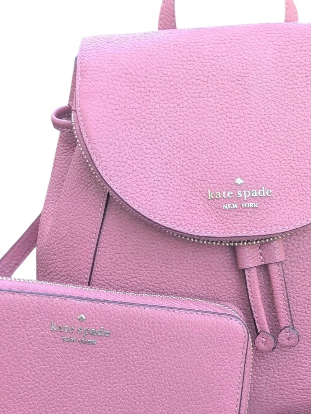 Kate Spade ♠️ NY Leila Med Flap pebbled leather Backpack & large Continental